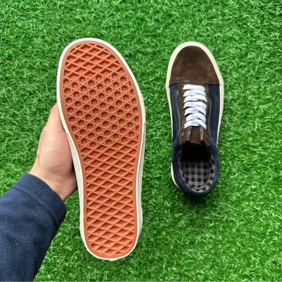 Vans Old Skool Pig Suede Plaid Brown Navy - Picture 11 of 11